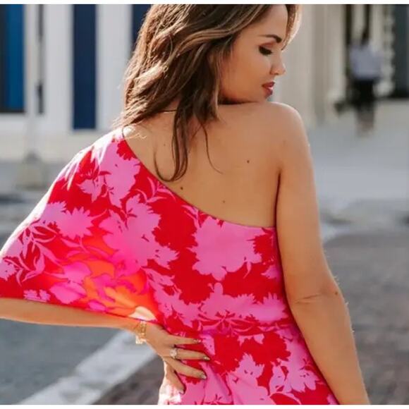 DO+BE Addicted To Love One Shoulder Midi Dress Pink & Magenta Size Small - Picture 3 of 12
